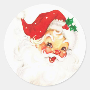 Christmas Vintage Classic Jolly Santa Round Sticker