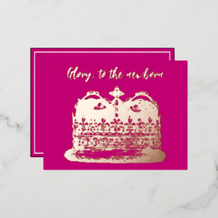 Christmas Vintage Crown Foil Invitation Postcard