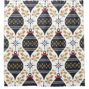 Christmas Vintage Festive Pattern Shower Curtain