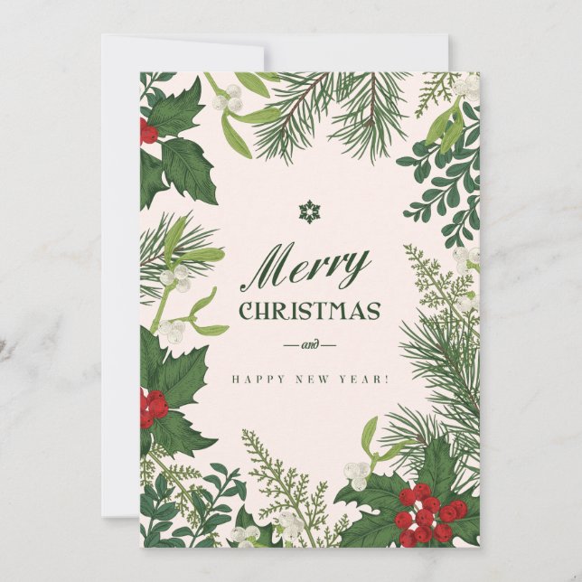 Christmas Vintage Floral | Photo Holiday Card (Front)