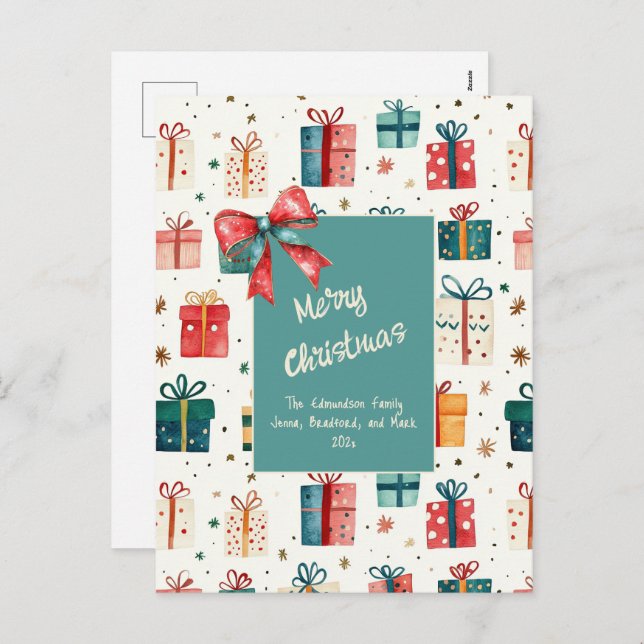 Christmas Vintage Gift Packages Post Card (Front/Back)