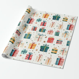 Christmas Vintage Gift Packages Wrapping Paper