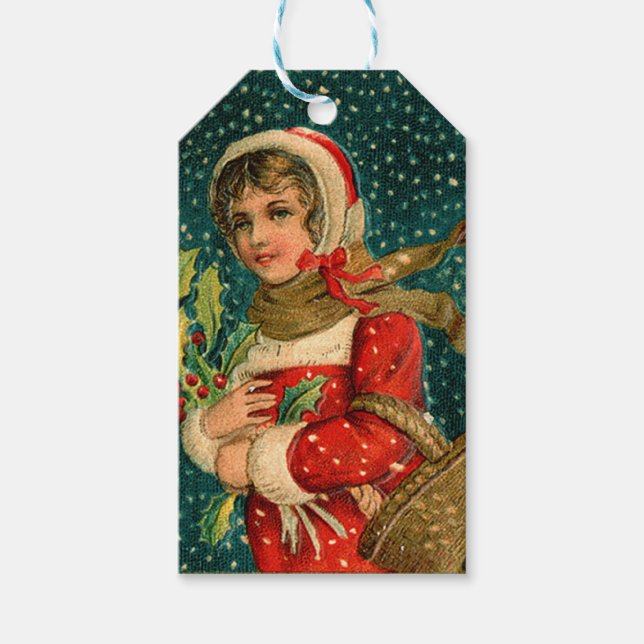 Christmas vintage Holiday Gift Tag (Front)
