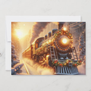 Christmas Vintage Holiday Train Snowy Winter Card