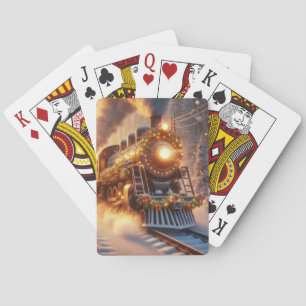 Christmas Vintage Holiday Train Snowy Winter Playing Cards
