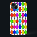 Christmas Vintage Lightbulbs iPhone 13 Case<br><div class="desc">Christmas Vintage Lightbulbs artwork design image by TheFabricSeal at Zazzle.com. These Vintage Style Xmas Light Bulbs are in classic favourite colours of blue, green, orange, red, yellow, pink and purple with a white background. The shop also features a patterned version of this design. Perfect Christmas holiday season art design for...</div>