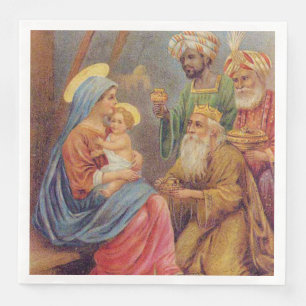 Christmas Vintage Nativity Jesus Illustration Napkin