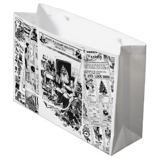Christmas Vintage Newspaper Santa gift bag