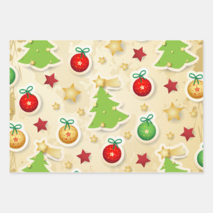 Christmas Vintage Pattern Wrapping Paper Sheet