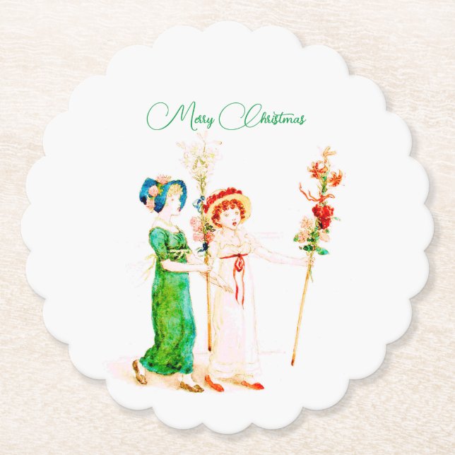 Christmas vintage personalised paper coaster (Front)