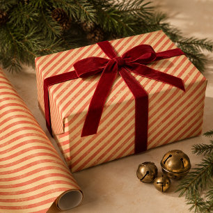 Christmas Vintage Red Candy Cane Stripes Wrapping Paper