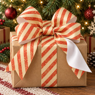 Christmas Vintage Red Striped Classic Pattern Satin Ribbon