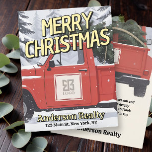 Christmas Vintage Red Truck Business Square Logo Card
