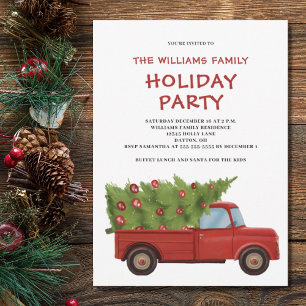 Christmas Vintage Red Truck Party Invitation