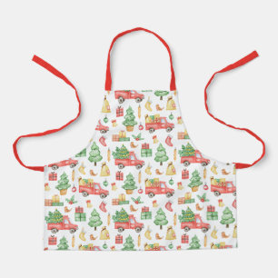 Christmas Vintage Red Truck Pattern Apron
