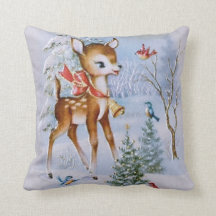 Christmas vintage reindeer pillow