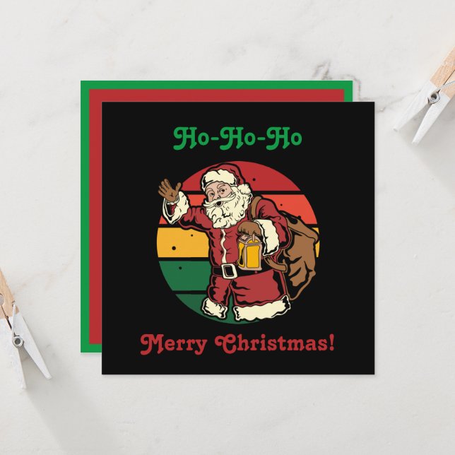 Christmas Vintage Santa Claus Carrying Toys Lunch Card (Front/Back In Situ)