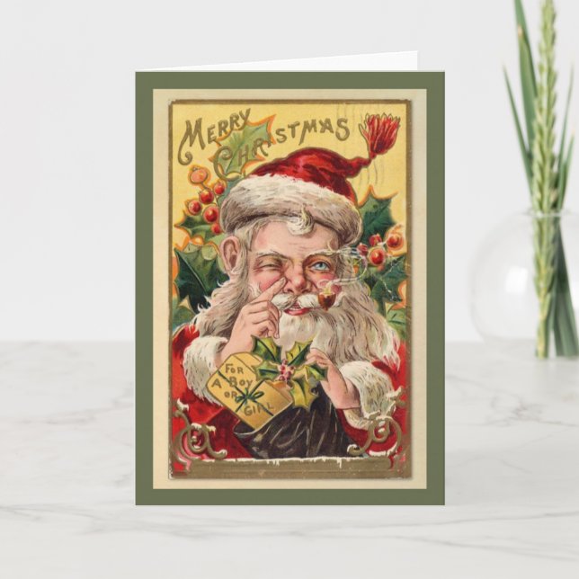 Christmas Vintage Santa Claus Holiday Card (Front)