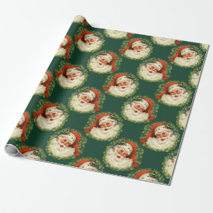 Christmas Vintage Santa Claus Watercolor  Holiday Wrapping Paper