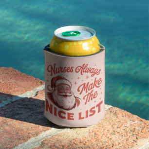 Christmas Vintage Santa Nurses Make the Nice List Can Cooler