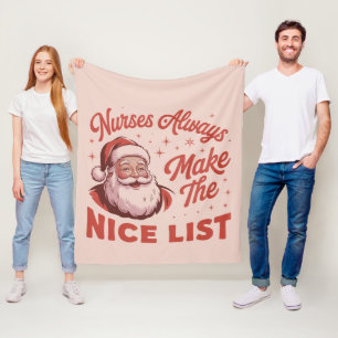 Christmas Vintage Santa Nurses Make the Nice List Fleece Blanket