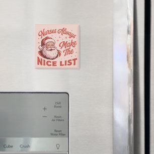 Christmas Vintage Santa Nurses Make the Nice List  Magnet