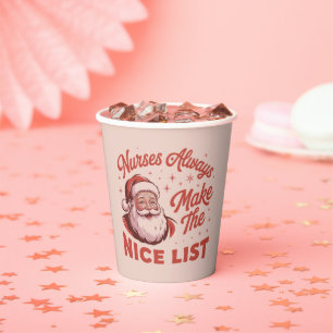 Christmas Vintage Santa Nurses Make the Nice List  Paper Cups