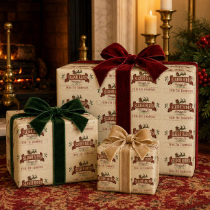 Christmas Vintage Santa Sleigh Rides Personalised Wrapping Paper