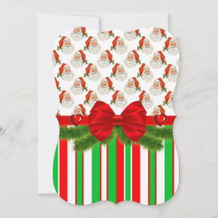 Christmas Vintage Santa Stripe Flat Greeting Cards