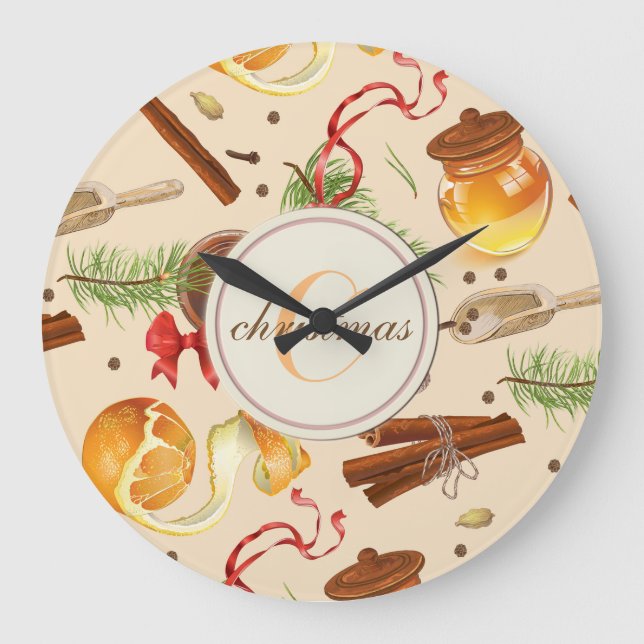 Christmas Vintage Scents Large Clock (Front)