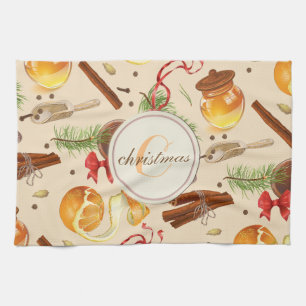 Christmas Vintage Scents Tea Towel