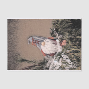 Christmas Vintage Sepia Sketch Rustic Gnome Tissue Paper