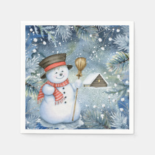 Christmas vintage snowman napkin