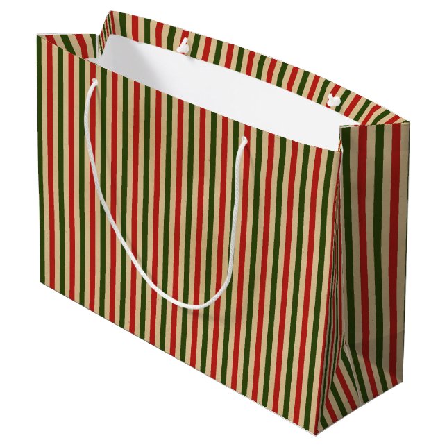 Christmas Vintage Stripe  Large Gift Bag (Back Angled)