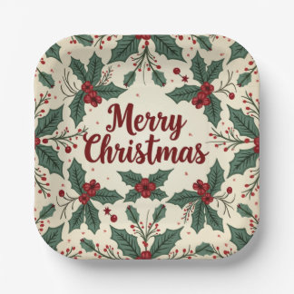 Christmas Vintage Style Paper Plates