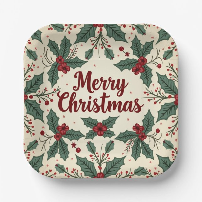 Christmas Vintage Style Paper Plates (Front)