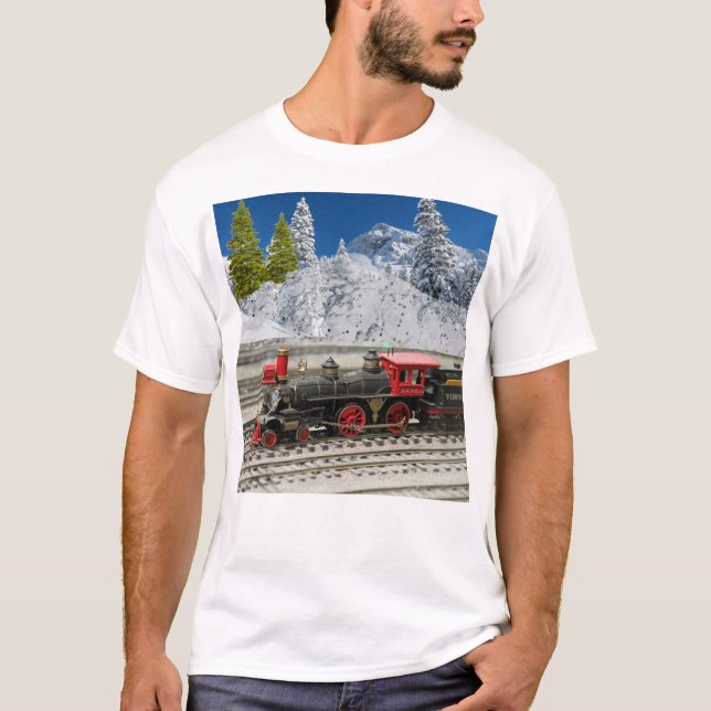 Christmas Vintage Train Mens T-Shirt (Front)