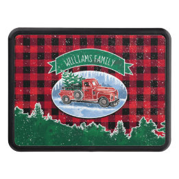 Christmas Vintage Truck Buffalo Check Family Name