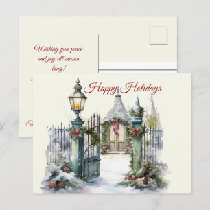 Christmas Vintage Winter Scene Happy Holidays Postcard