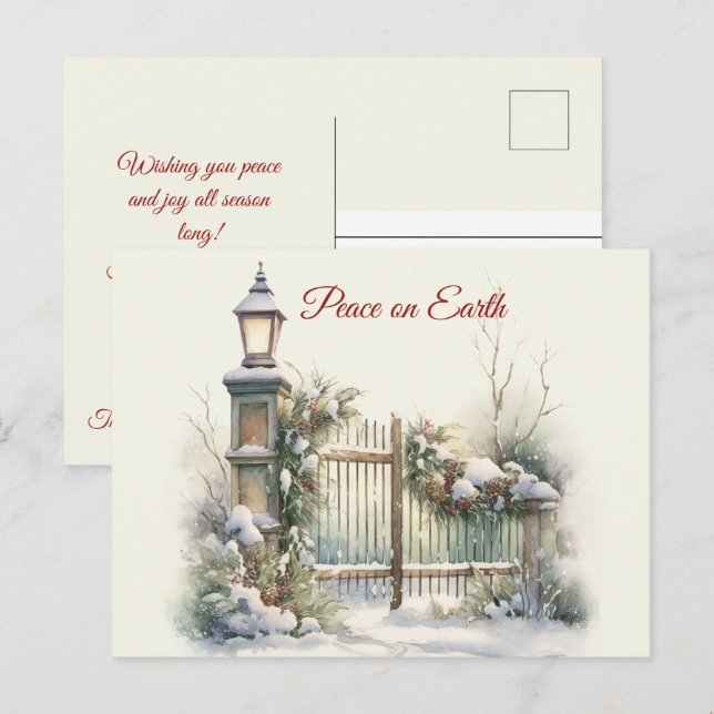 Christmas Vintage Winter Scene  Postcard (Front/Back)