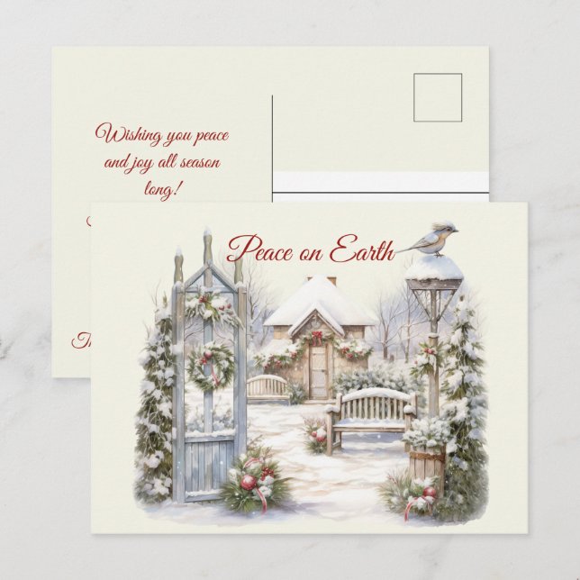 Christmas Vintage Winter Scene  Postcard (Front/Back)