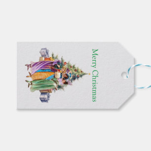 Christmas Vintage women with fur muffs Gift Tags