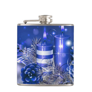Christmas Vinyl Wrapped Flask/Candlelights Hip Flask