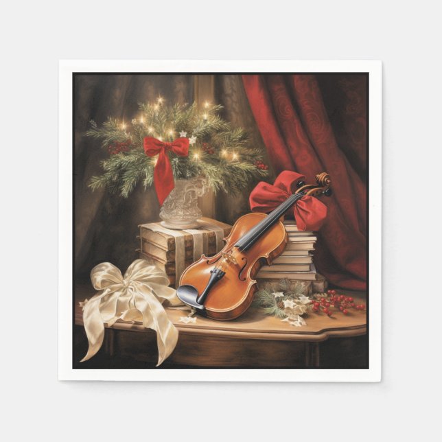 Christmas Violin Music Napkin (Front)
