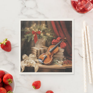 Christmas Violin Music Napkin