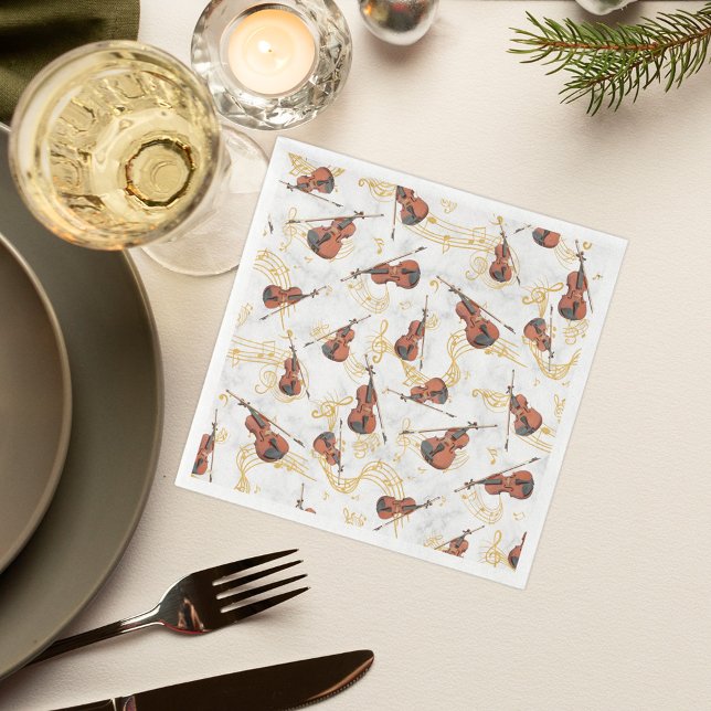 Christmas Violin Music Notes Holiday Napkin (Creator Uploaded)