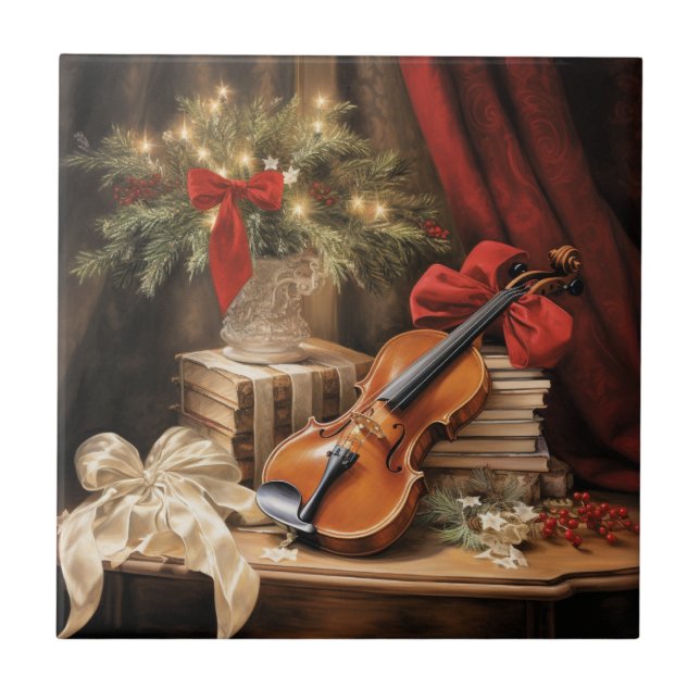 Christmas Violin Music Tile (Front)