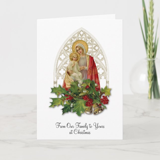 Christmas Virgin Mary Baby Jesus Floral Religious Card (Front)