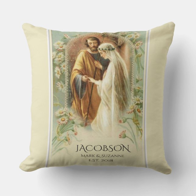 Christmas Virgin Mary St. Joseph Wedding Cushion (Front)