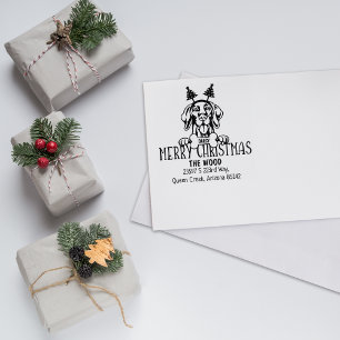 Christmas Vizsla Dog Return Address  Rubber Stamp